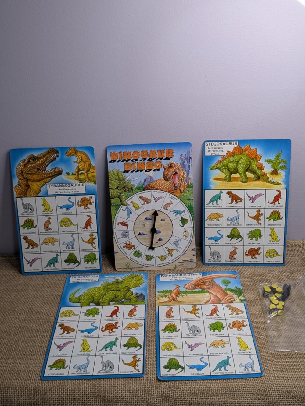 Vintage Magnetic Dinosaur Bingo Game Board Smethport Complete USA Road Trips